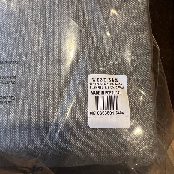 WEST ELM LINENS: Brand new, unopened Queen, Heather Slate Grey Flannel Sheet set - Picture 4 of 4